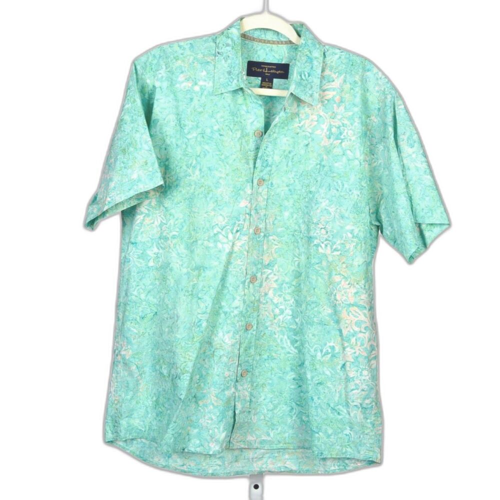 Pete Huntington Tropical Bali Handcrafted Natural Fiber Casual Shirt Size L